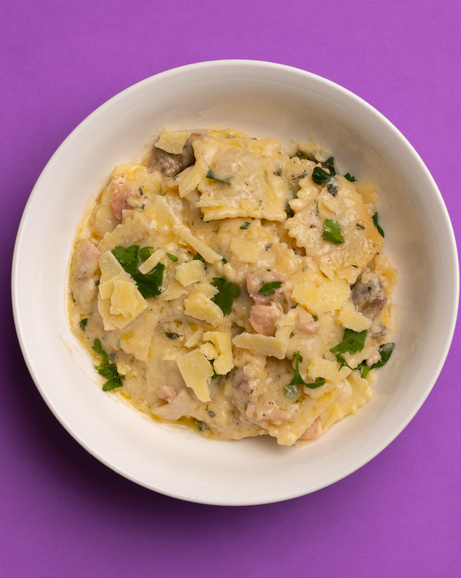 Beef Ravioli with Alfredo Sauce